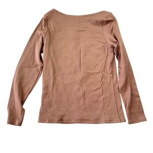 Buckle Black Shapewear Ribbed Long Sleeve Top Peppercorn Brown Large NWT